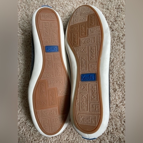 KEDS | WOMENS KEDS GREY WOOL SLIDES + REAR SHIMMER GOLD STRIPE, SIZE 10 - Picture 3 of 4